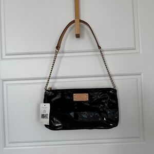 Kate Spade Henry Street Black Patent Shoulder Bag with Gold Chain -NEW